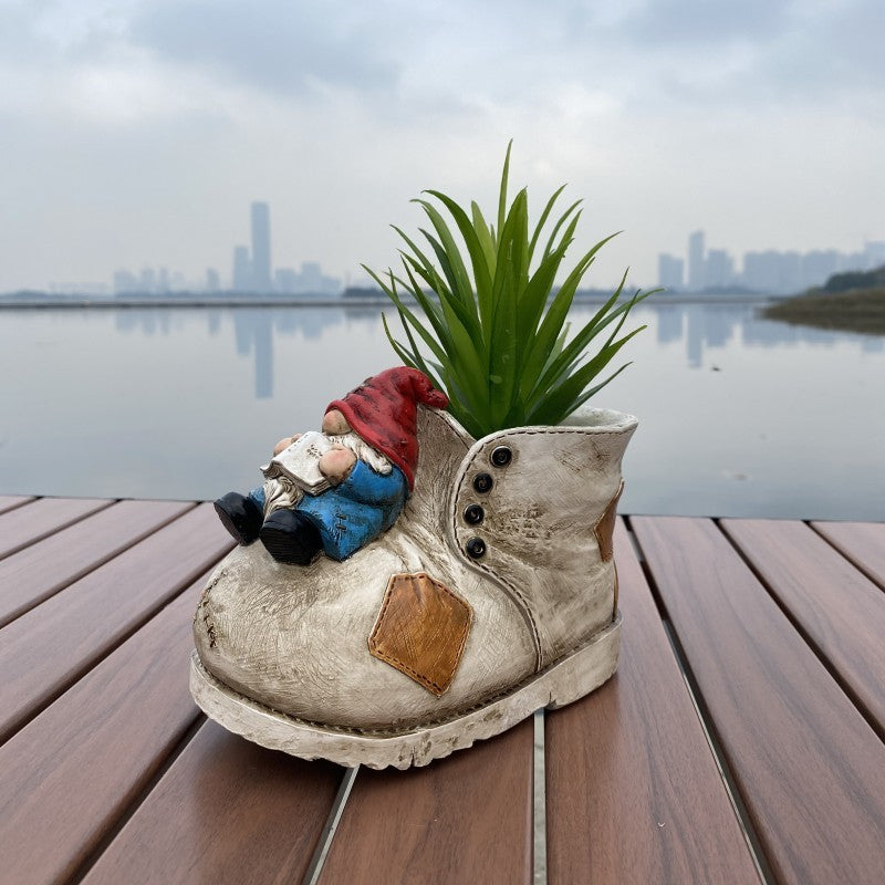 Boot-Shaped Resin Flower Pot