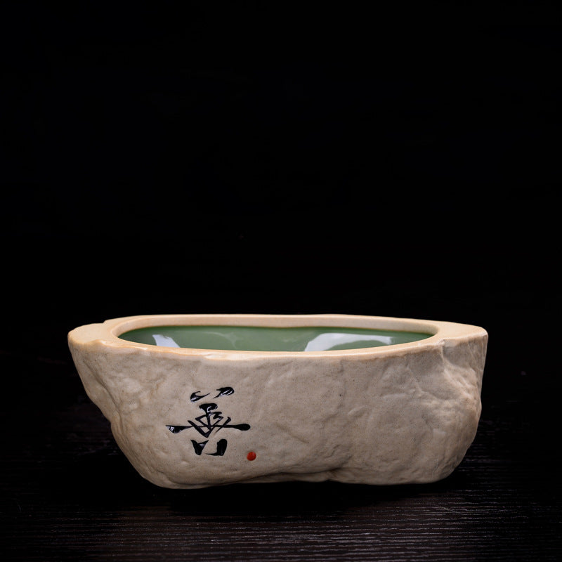 Japanese Ceramic Flower Pot with Hieroglyph