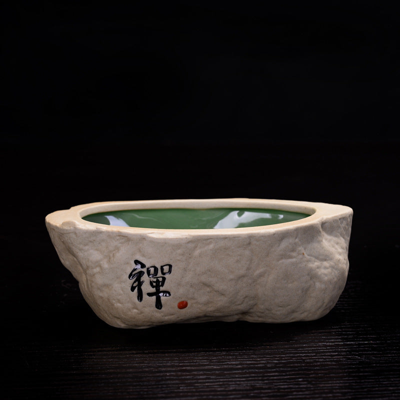 Japanese Ceramic Flower Pot with Hieroglyph