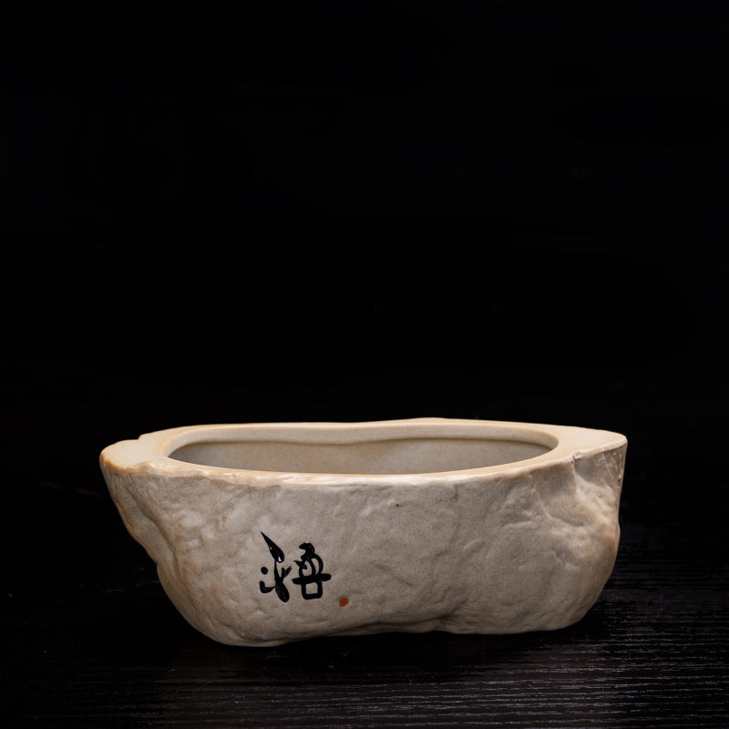 Japanese Ceramic Flower Pot with Hieroglyph